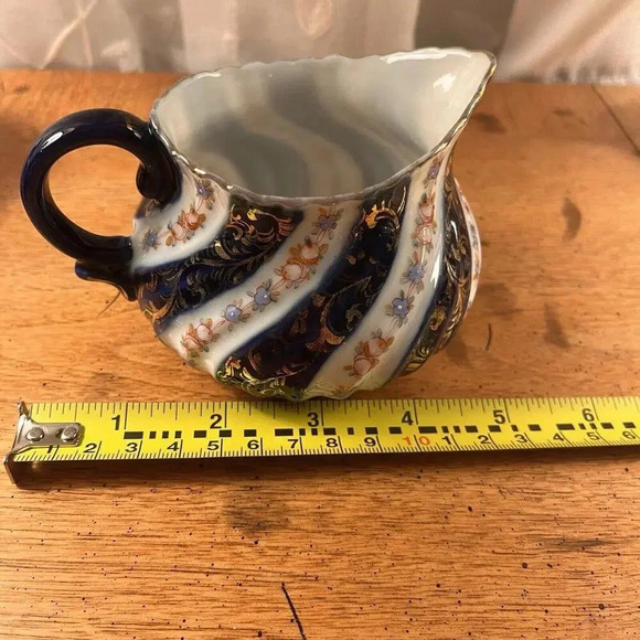 Cobalt Pitcher Orange & Light Blue Swirl Vertcle Stripe George Jones Likeness - Picture 6 of 8